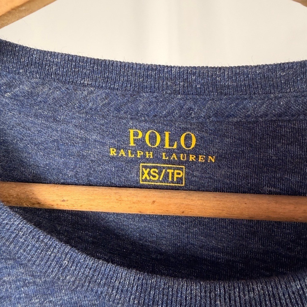 Polo by Ralph Lauren Cotton Long Sleeve Crewneck Shirt in Heathered Blue Size XS - Picture 3 of 6